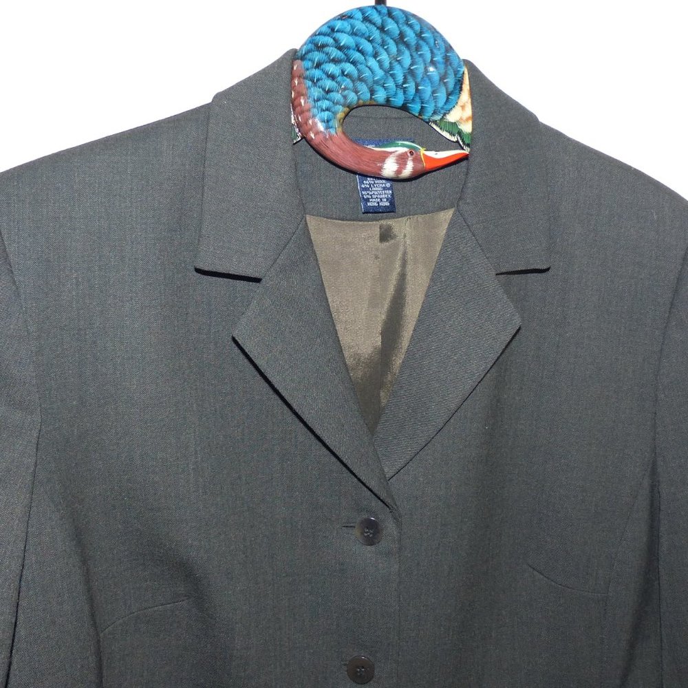 Ann Taylor Blazer Jacket - Gray Wool Blend Stretch Four Button Size 14